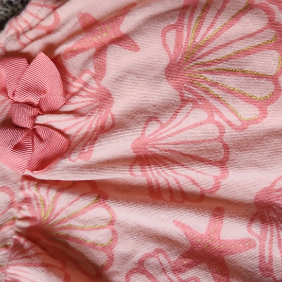 Child Of Mine | Pink Shell Print Baby Dress with Bow - Picture 2 of 7